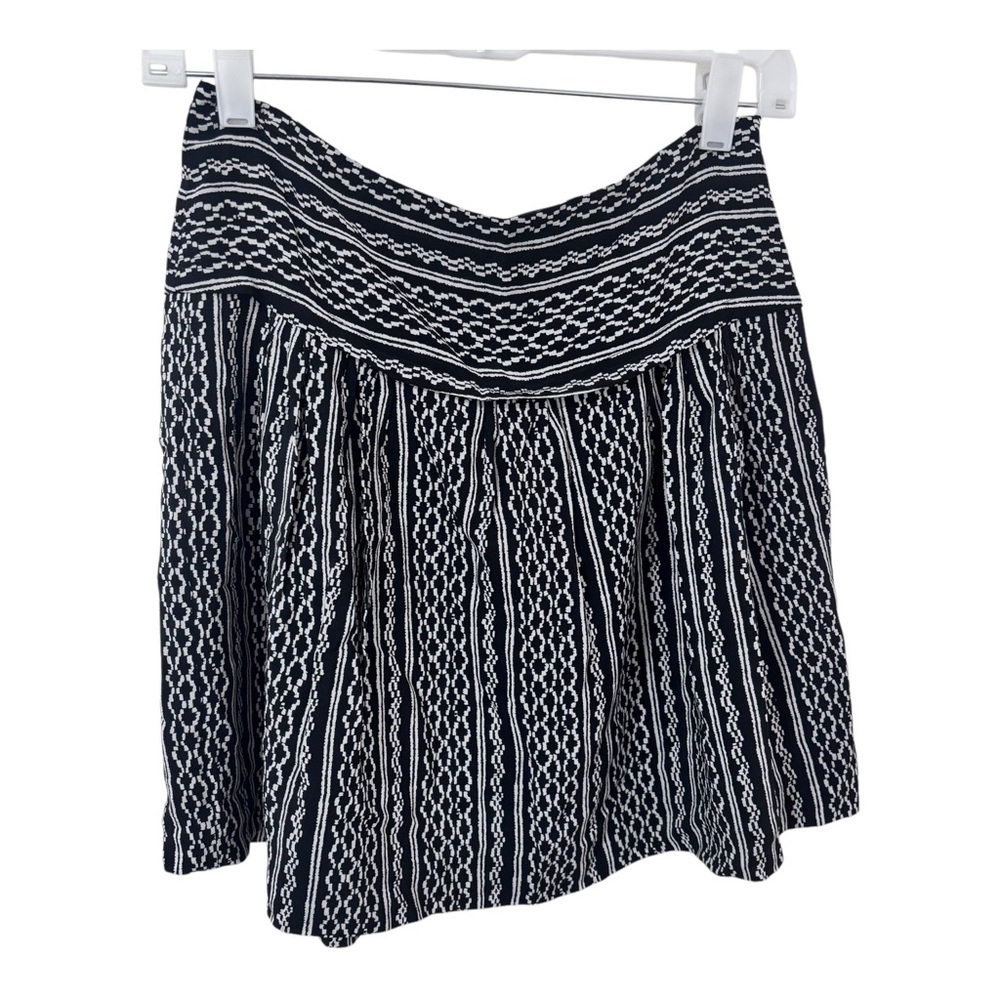 Madewell black and White Patterned silk flowy mini Skirt size 0